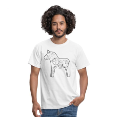 Shirt mit Dalarna Pferd schwarz-weiß