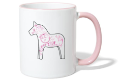 Kaffeebecher mit Dalarna Pferd pink