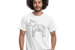 Shirt mit Dalarna Pferd schwarz-weiß